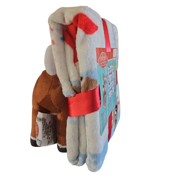 Rudolph the Red Nosed Reindeer Plush Hugger & 40"x50" Blanket Kid's Throw NWT - Picture 7 of 9